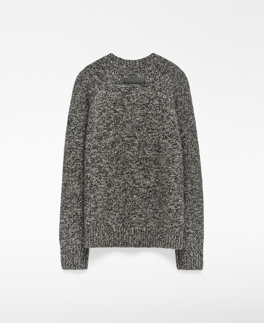herrenpullover aus meliertem strick mit rundhalsausschnitt