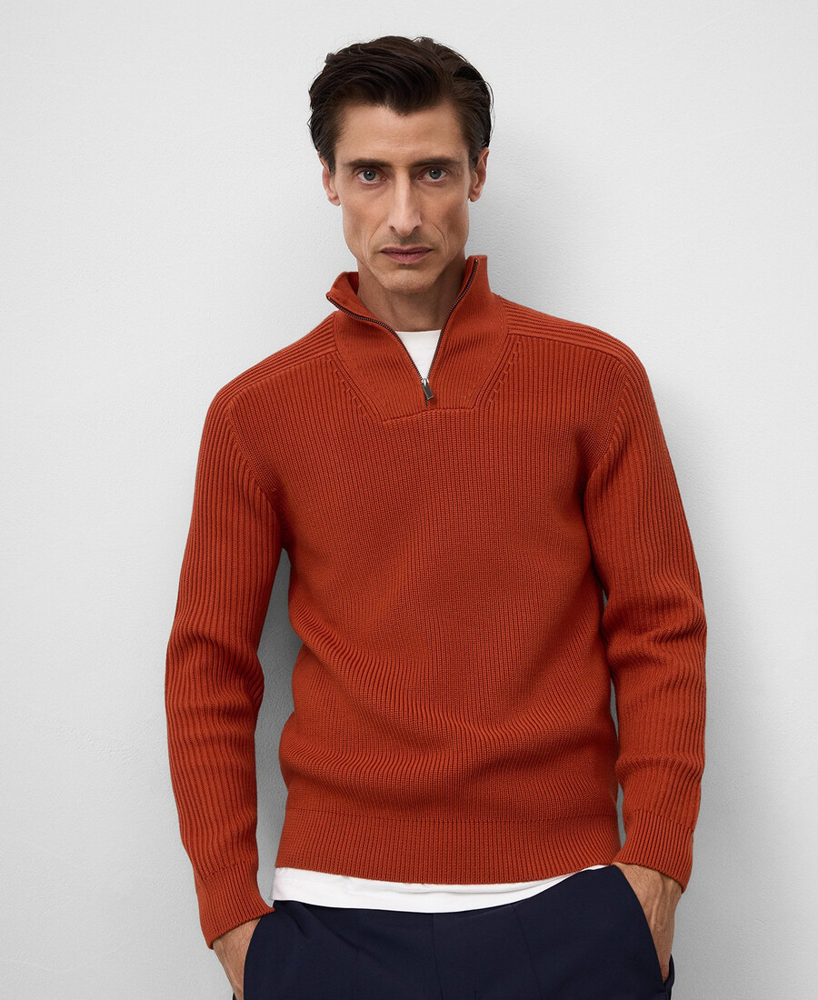 herren-rippstrickpullover mit reißverschluss