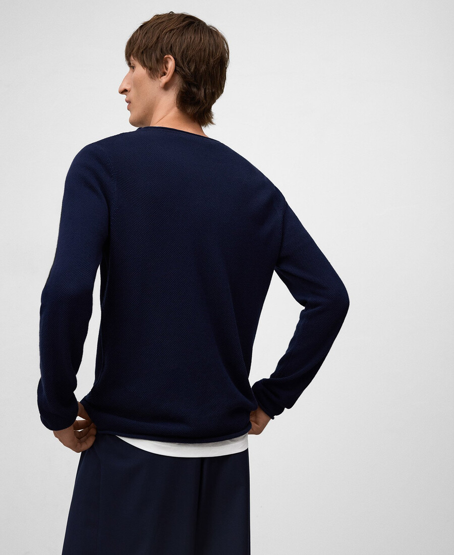 herren-t-shirt mit rollkragen und strukturierter strickoptik