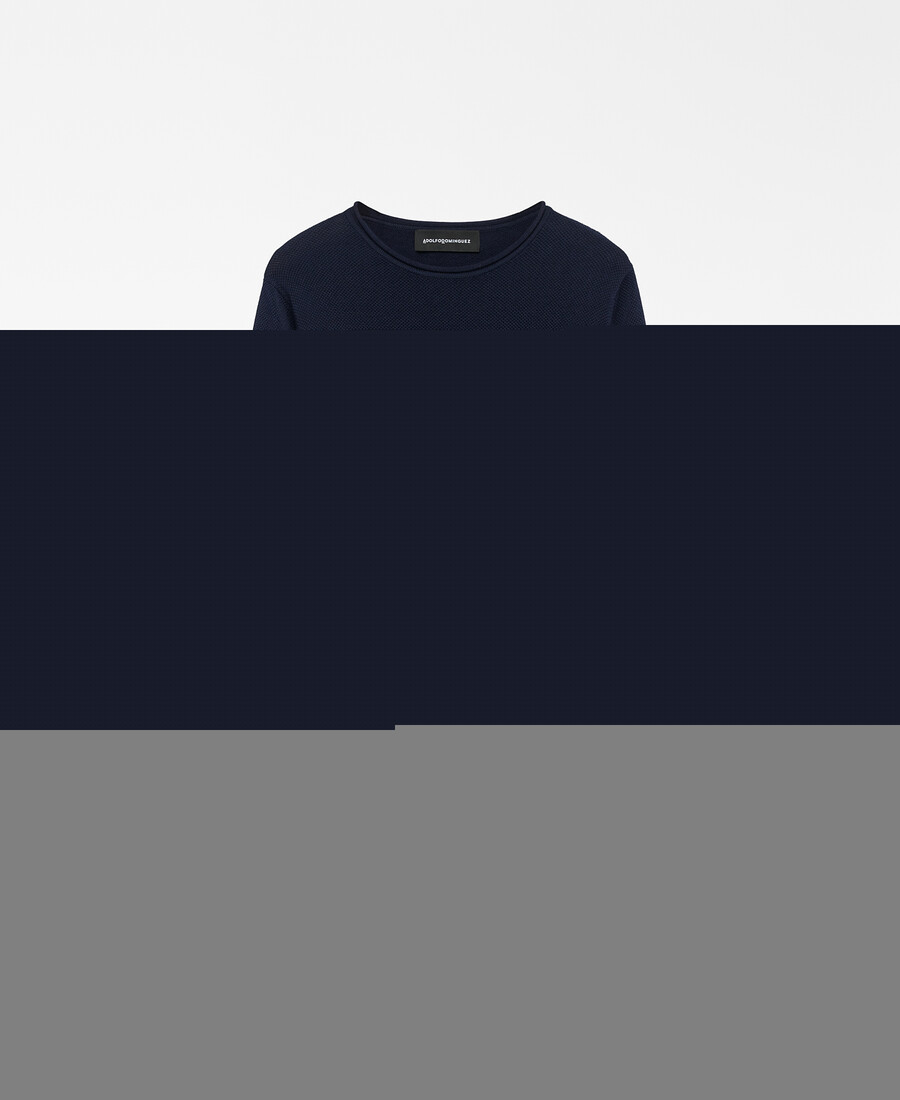 herren-t-shirt mit rollkragen und strukturierter strickoptik